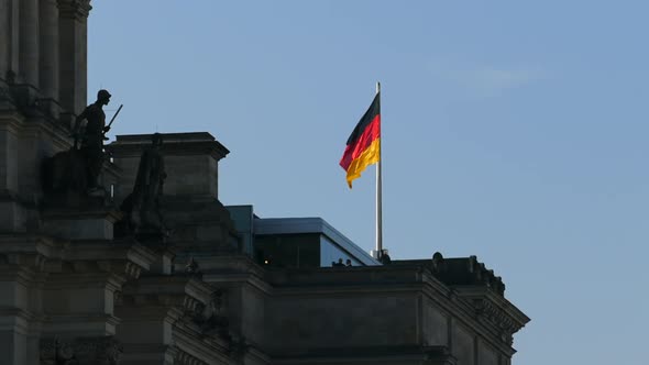 Berlin City - Reichstag Building - Germany Flag