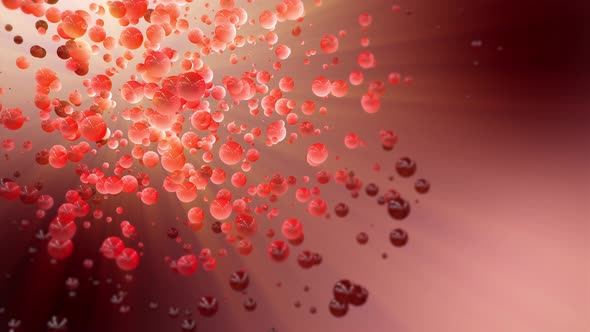 Abstract Red Spheres Float in Illuminated Space