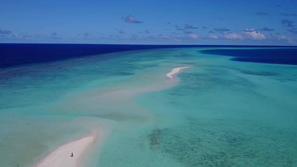 Drone texture of marine coast beach by blue ocean with sand background