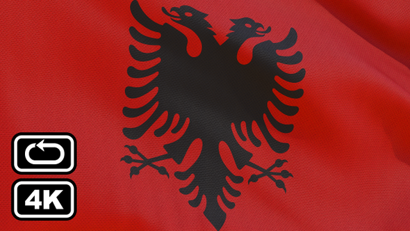 Albania Flag 4K Seamless Loop