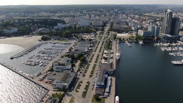 Aerial view of Kosciuszki Square in Gdynia, Poland, Europe