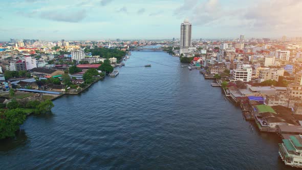 4K : Aerial city view of Bangkok downtown, Flying over Bangkok, Thailand.