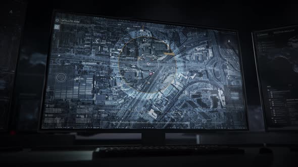 Modern City Aerial Security Drone Found Suspicious Car With Road Scan Sensors alt