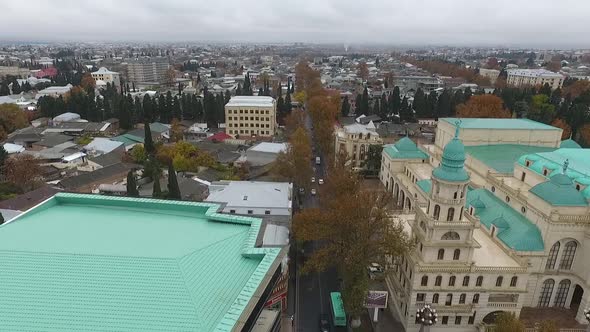 Areal drone view of Ganja - Gence city of Azerbaijan