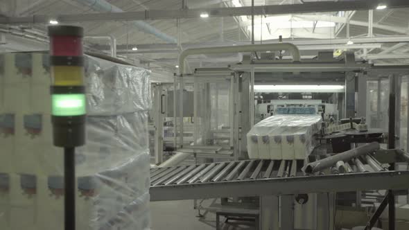 A Working Conveyor in a Paper Mill. Technology. Factory. Kyiv. Ukraine.