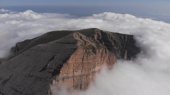Aerial View of Fog in the Mountain Gorge.