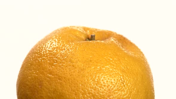 Ripe Orange Isolated on White, Close Up, Rotation