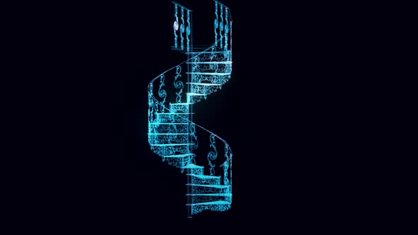 Cast Iron Staircase Hologram Rotating 4k alt