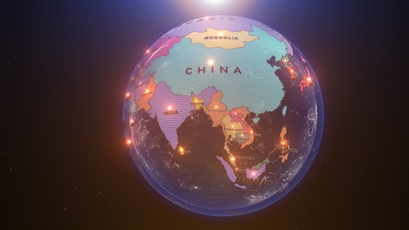 Map Of Asia Zoom Out Animation