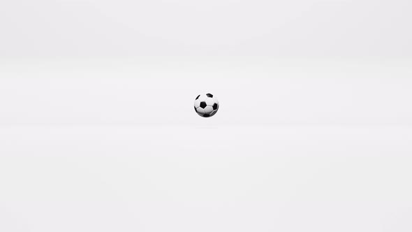 Soccer ball flying to camera on white background.