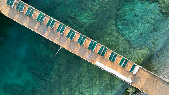 Pier by the sea aerial view Turkey Alanya 4 K