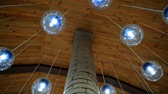 Modern ceiling with light lamp balls.