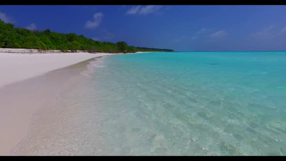 Aerial drone view sky of perfect resort beach journey by clear water and clean sand background of a 