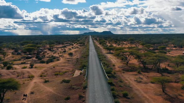 Asphalt Road in African Village