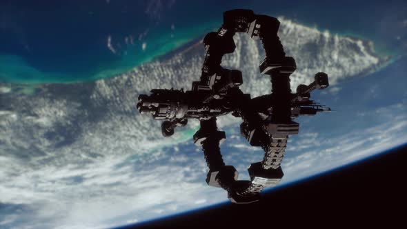 Space Satellite Orbiting the Earth Elements of This Image Furnished By NASA alt