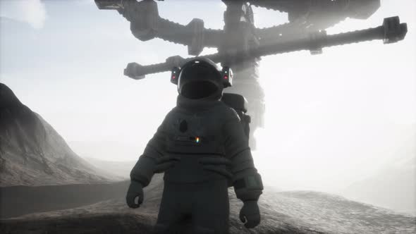 Astronaut Walking on an Mars Planet