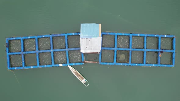 Aerial View of Fish Farms in Norway