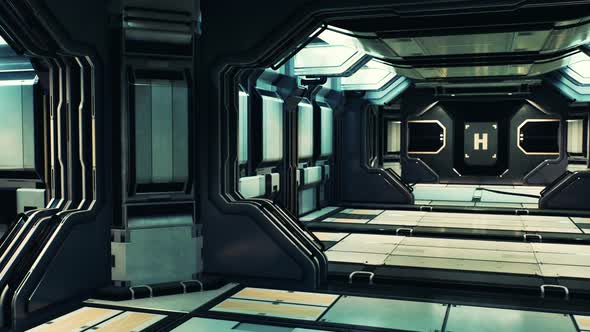 Realistic Futuristic Scifi Spaceship Corridor