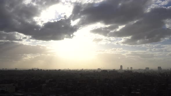 Sunset Cairo City Egypt Great Pyramid At Skyline Cityscape From Great Mosque Of Muhammad Ali