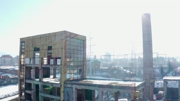 Broken Facade And Damage Walls Of An Old Industrial Building For Demolition Near Vlahita Town In Har