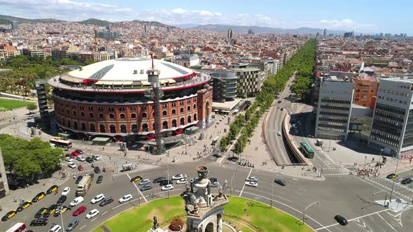 Aerial View of Espanya Square Barcelona Spain