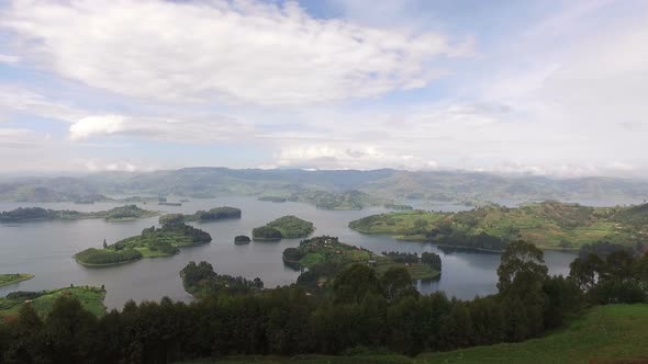 Aerial view of Lake Bunyonyi, Uganda 