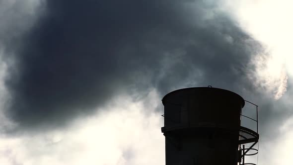 Smoke Comes From the Chimney. Air Pollution. Slow Motion. Ecology. Kyiv. Ukraine