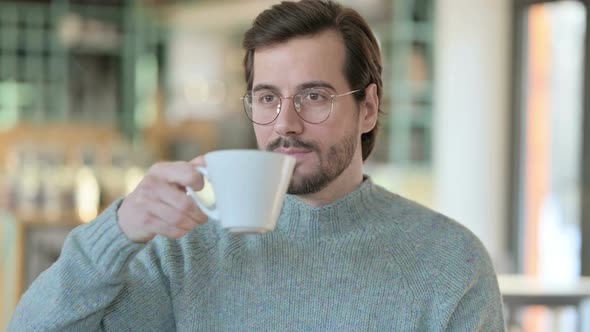 Portrait Young Man Drinking Coffee