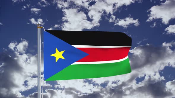 South Sudan Flag Waving 4k