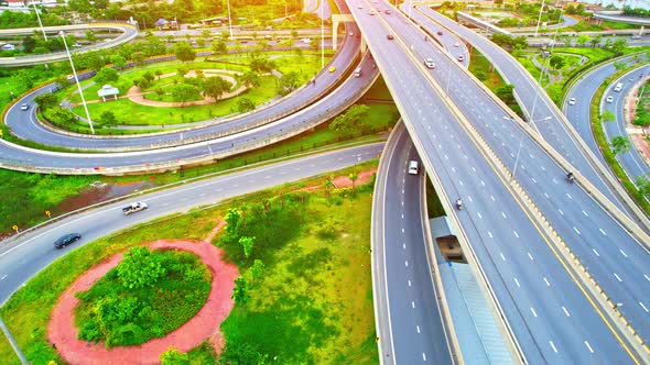 4K : Aerial view and top view of traffic on city.