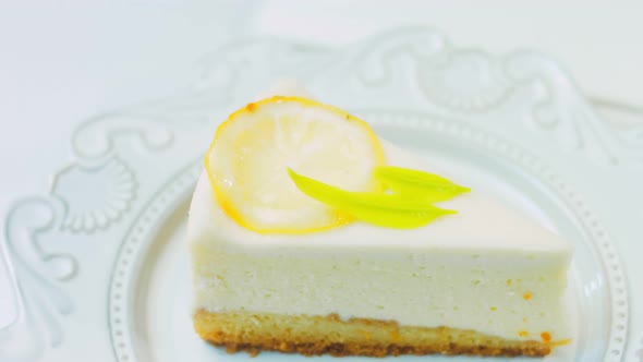 Lemon Cheesecake on a Retro Plate