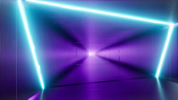 Neon Corridor Futuristic Tunnel Shine Glow Space 3d Style