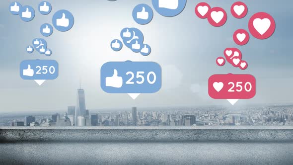 City filled with likes and hearts alt