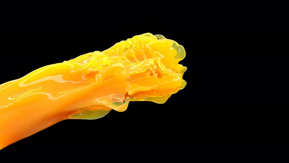 Beautiful Orange Juice Jet Stream Isolated Black Background Liquid Splash Super Slow Motion Shot