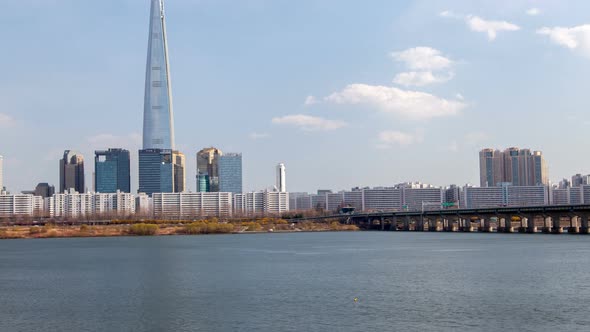 Timelapse Seoul Skyscraper Surrounded By City Buildings