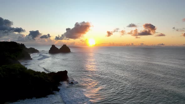 Famous bay water archipelago of Fernando de Noronha at brazilian atlantic ocean. Pernambuco state Br