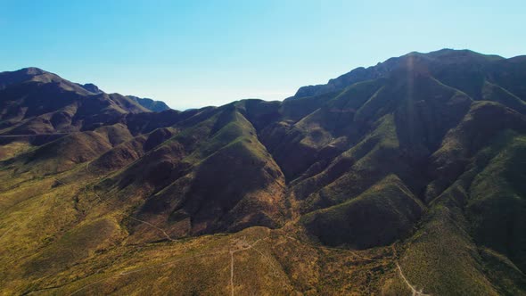 Aerial Drone Panoramic View of Large Arid Desert Mountain Landscape. Franklin Mountains El Paso Texa