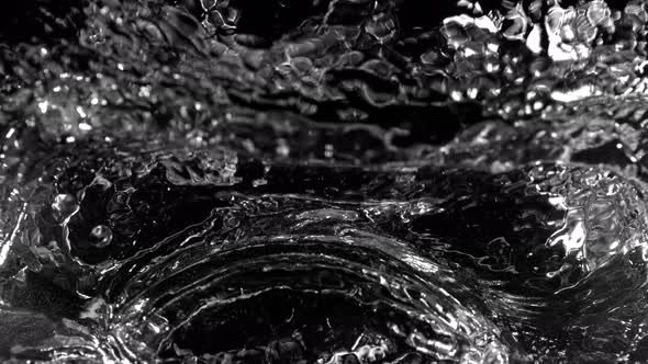 Super Slow Motion Shot of Water Splash at 1000Fps Isolated on Black Background