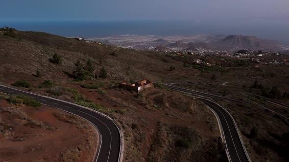 Drone view: road of Arona in Tenerife