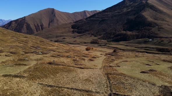 Beautiful aerial view of hilly mountain landscape 