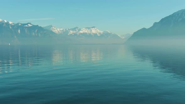 Lake Geneva and Snow-Capped Mountains