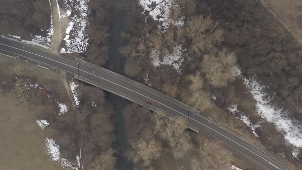 Daily scene from bird view on road 4K drone video