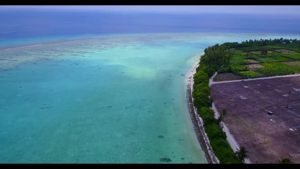 Aerial drone shot seascape of marine sea view beach vacation by turquoise sea with white sand backgr