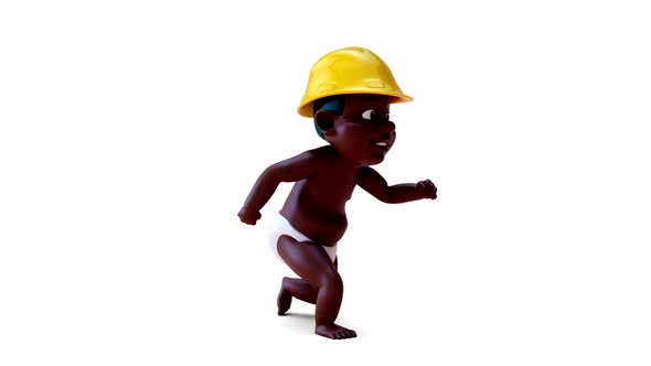 Fun 3D cartoon of a baby with a helmet