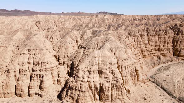 Drone Shot of Charyn Canyon Desert Mountains in Kazakhstan