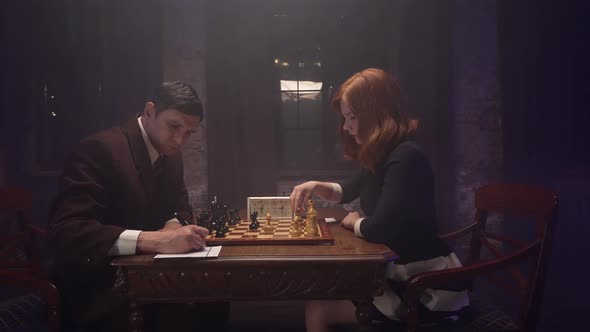 Soviet Chess Player Man And Girl