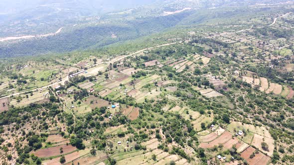 Drone view of West Pokot, North Rift  -Kenya -:green raining season on the north dry parts of  Kenya