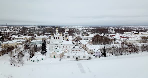 Aerial Monasteries and Churches in Veliky Ustyug Is a Town in Vologda Oblast, Russia