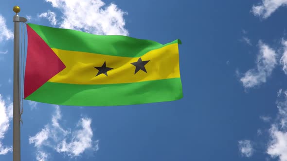 Sao Tome And Principe Flag On Flagpole