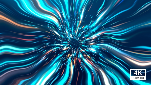 Colorful Wavy Space Star Burst Tunnel 4K